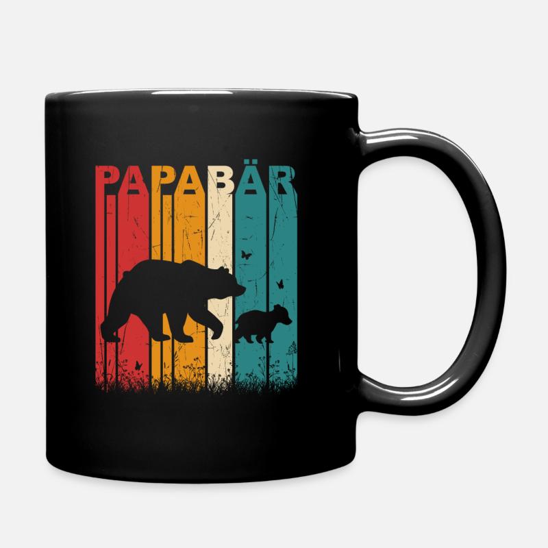 Papabär Papa bär Vatertag Retro Vintage Tiere - Tasse einfarbig - Schwarz