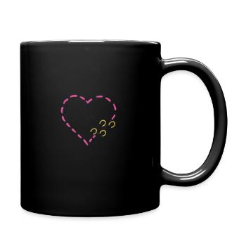 Un cœur rose avec des fers à cheval jaunes pour chevaux - Mug uni - noir - Droite