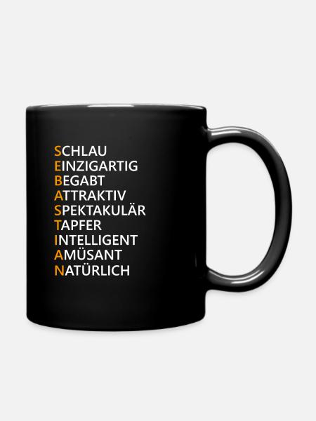 Sebastian Name Geschenk - Tasse einfarbig - Schwarz