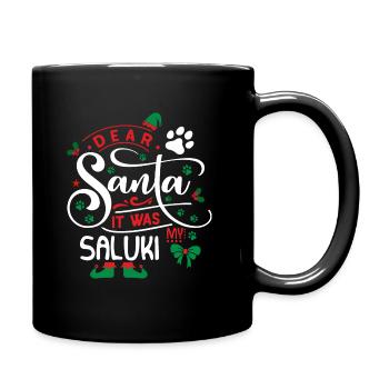 Weihnachten Santa Hunderasse Saluki - Tasse einfarbig - Schwarz - Rechts