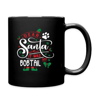 Weihnachten Santa Hunderasse Bobtail - Tasse einfarbig - Schwarz - Rechts