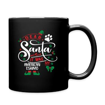 Santa Weihnachten Hund American Eskimo - Tasse einfarbig - Schwarz - Rechts
