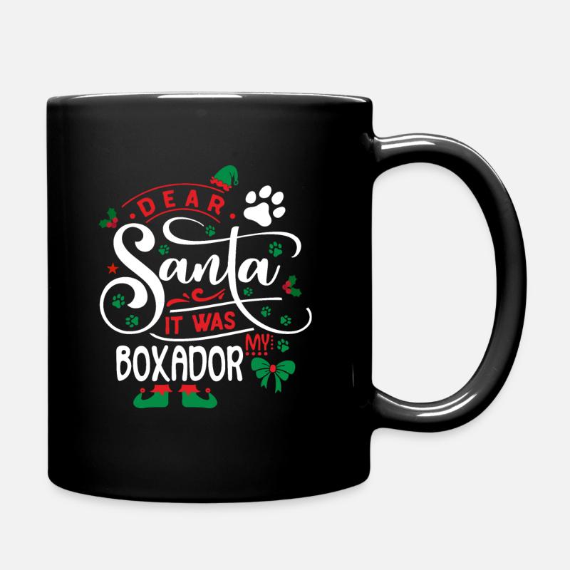 Weihnachten Weihnachtsmann Hund Boxador - Tasse einfarbig - Schwarz