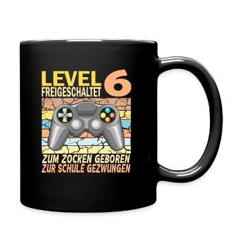 6. Geburtstag Gamer zur Schule gezwungen - Tasse einfarbig - Schwarz - Rechts
