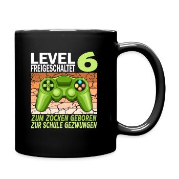 6. Geburtstag Gamer zur Schule gezwungen - Tasse einfarbig - Schwarz - Rechts