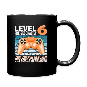 6. Geburtstag Gamer zur Schule gezwungen - Tasse einfarbig - Schwarz - Rechts