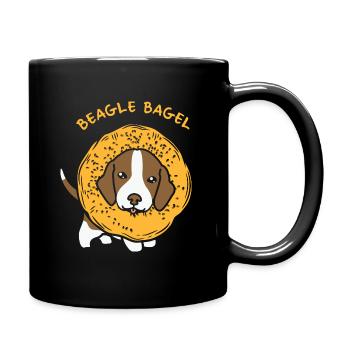 Dog Beagle Bagel Funny Animal Puns - Full Colour Mug - black - Right