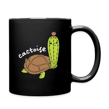 Cactoise Cactus Turtle Funny Animal Puns - Full Colour Mug - black - Right