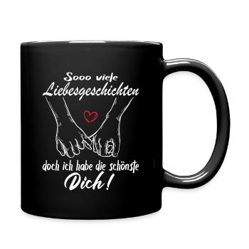 Valentinstag - Jahrestag - Verliebte Paare - Tasse einfarbig - Schwarz - Rechts