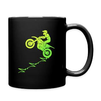 Motorrad Pulslinie Motorradfahrer Motocross - Tasse einfarbig - Schwarz - Rechts