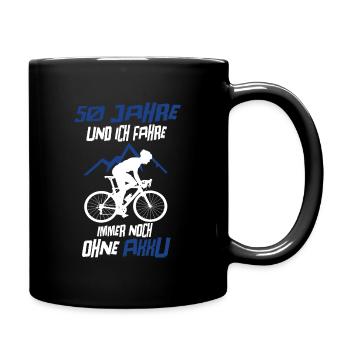 Fahrrad Radfahrer 50. Geburtstag Geschenkidee - Tasse einfarbig - Schwarz - Rechts
