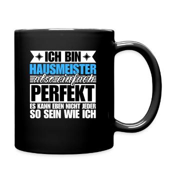 Perfekter Hausmeister - Tasse einfarbig - Schwarz - Rechts