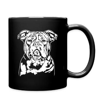 American Bully Portrait Hunde Hund Wilsigns - Tasse einfarbig - Schwarz - Rechts