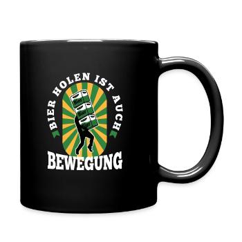Bier holen ist auch Bewegung - Tasse einfarbig - Schwarz - Rechts