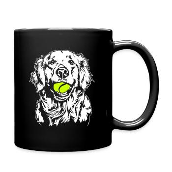 Golden Retriever Ball Junkie Dogs Wilsigns - Full Colour Mug - black - Right