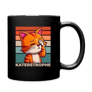 Katze Katastrophe Katerstrophe Lustig Spruch - Tasse einfarbig - Schwarz - Rechts