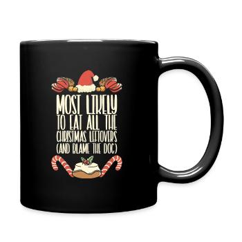 Weihnachten Lustiger Spruch Xmas Essen - Tasse einfarbig - Schwarz - Rechts