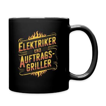 Elektriker und Auftragsgriller - Tasse einfarbig - Schwarz - Rechts