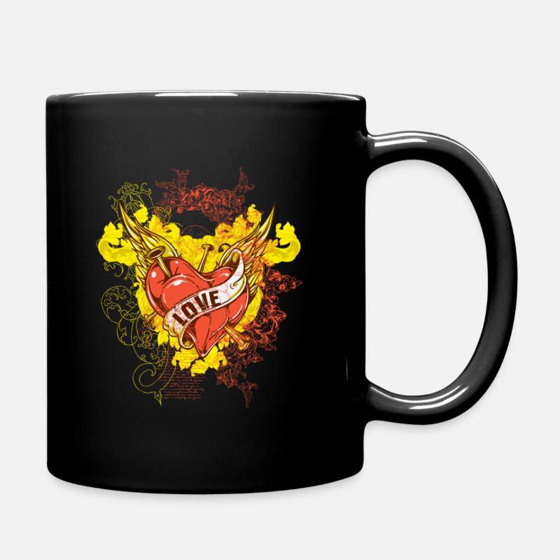 Liebe Herz Flügel Valentinstag Geschenkidee - Tasse einfarbig - Schwarz