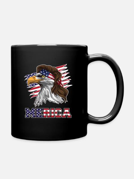 Patriotic Mullet Eagle | Independence Day July 4th - Tasse einfarbig - Schwarz