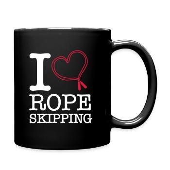 I Love Liebe Herz Seilspringen Rope Skipping - Tasse einfarbig - Schwarz - Rechts