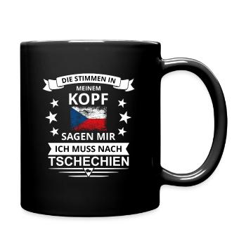 Die Stimmen in meinem Kopf sagen Tschechien Flagge - Tasse einfarbig - Schwarz - Rechts