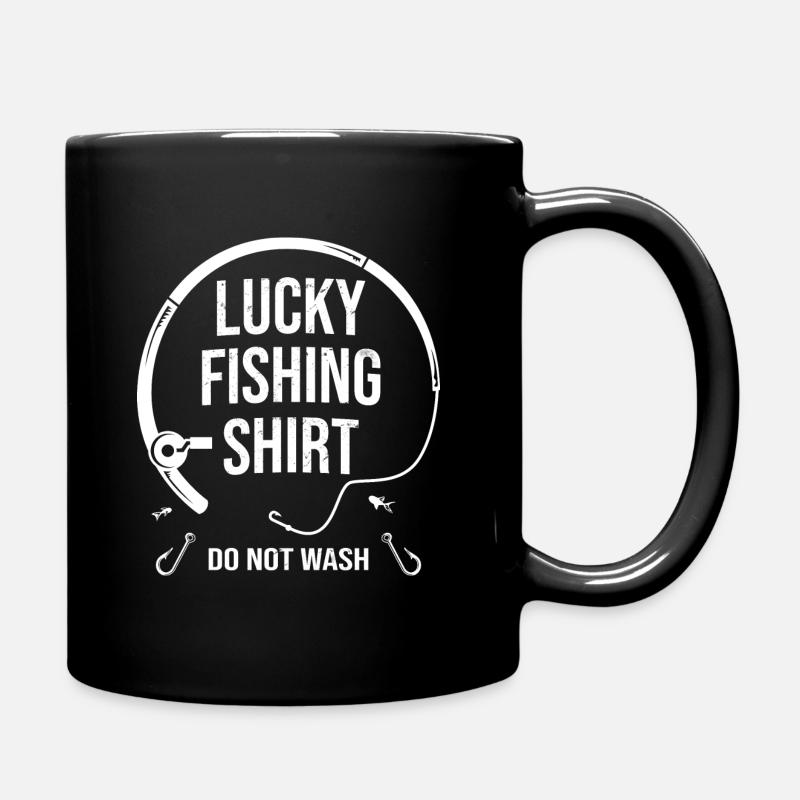 Cadeau de chemise de pêche chanceux de charme de pêcheur à la ligne - Mug uni - noir
