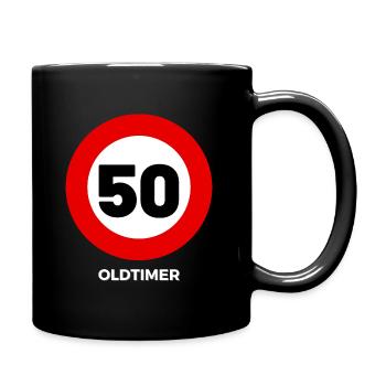 50. Geburtstag - Oldtimer - Tasse einfarbig - Schwarz - Rechts