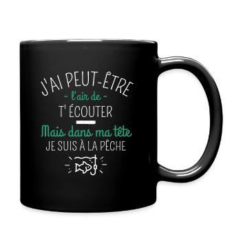 T shirt peche "je suis à la pêche" cadeau pêcheur. - Mug uni - noir - Droite