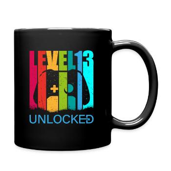 Geburtstag, Level 13 unlocked Geschenk - Tasse einfarbig - Schwarz - Rechts