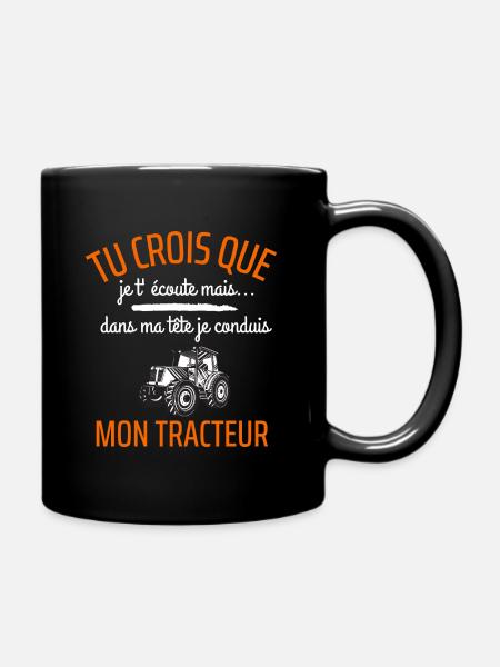 t shirt tracteur humour tracteur cadeau - Mug uni - noir