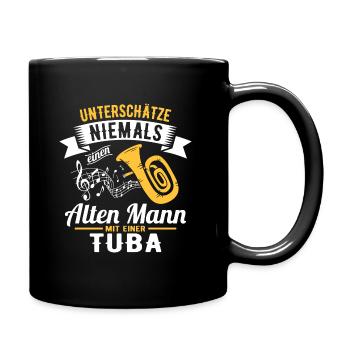 Pensioner tuba retirement wind instrument wind music - Full Colour Mug - black - Right