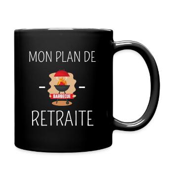 tee shirt retraite mon plan de retraite barbecue - Mug uni - noir - Droite