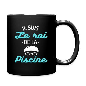 T shirt piscine roi de la piscine humour cadeau. - Mug uni - noir - Droite