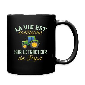 t shirt tracteur humour enfant bébé cadeau - Mug uni - noir - Droite