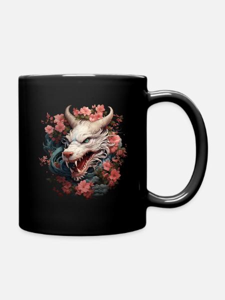 Chinesischer Drache Blumen C-drama Xianxia Wuxia - Tasse einfarbig - Schwarz