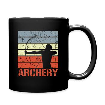 Bogenschießen Retro Look - Tasse einfarbig - Schwarz - Rechts