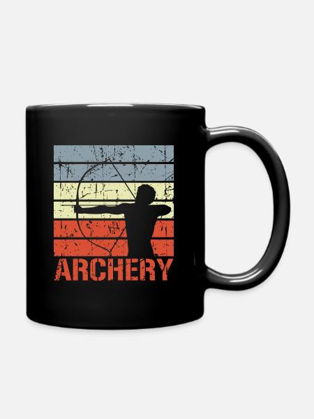 Bogenschießen Retro Look - Tasse einfarbig - Schwarz