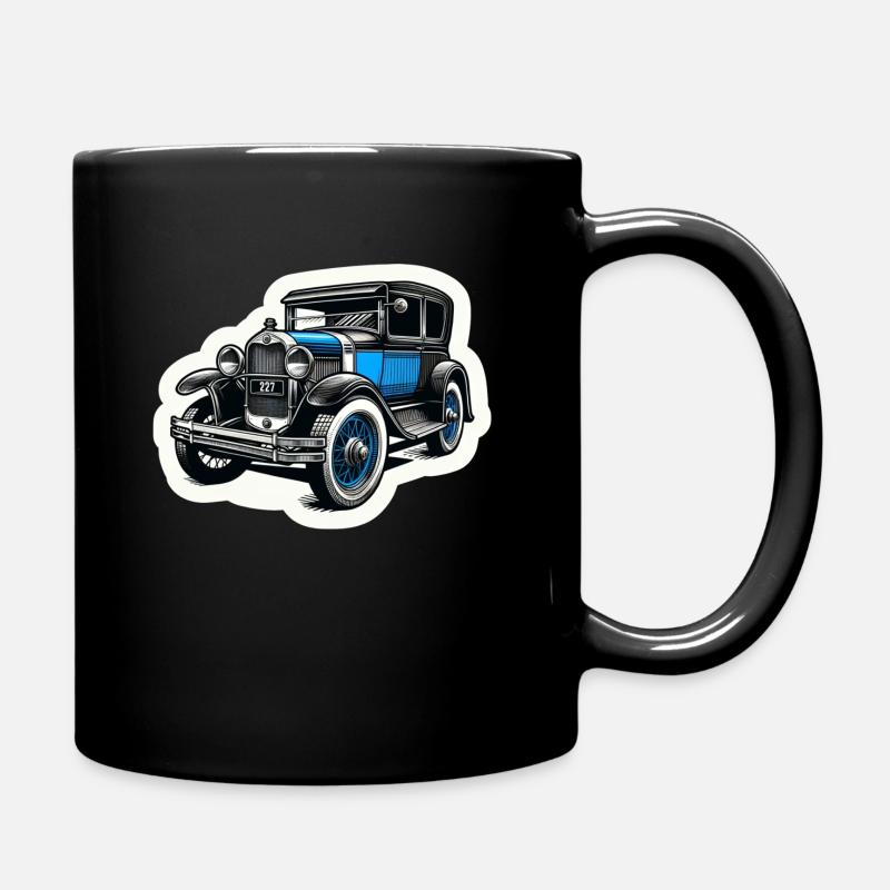 Old blue classic car - Full Colour Mug - black