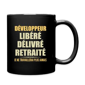Entwickler feiert Ruhestand mit humorvollem Geschenk - Tasse einfarbig - Schwarz - Rechts