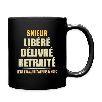 Skieur célèbre sa retraite avec humour cadeau - Mug uni - noir - Droite
