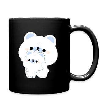 Niedliches Eisbärenpaar - Tasse einfarbig - Schwarz - Rechts