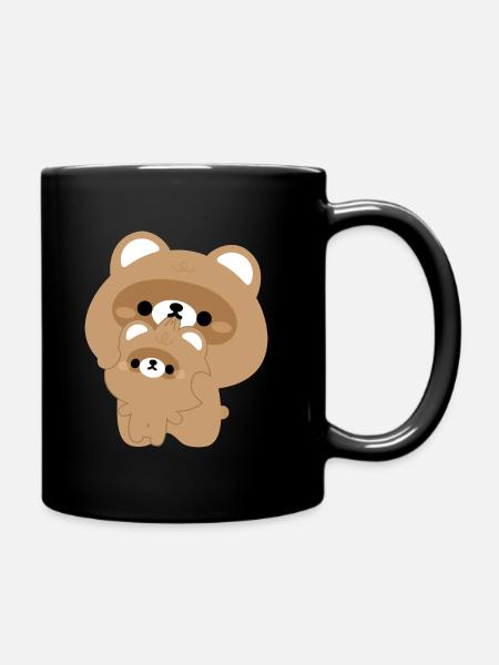 Cute Beaver Couple - Full Colour Mug - black