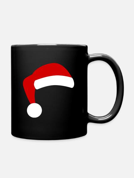 Nikolaus Weihnachtsmann Zipfel Mütze Santa - Tasse einfarbig - Schwarz