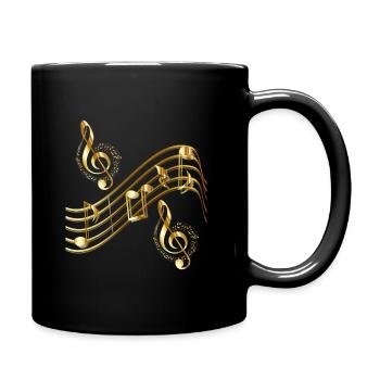 Musik: Noten, Tonleiter - Tasse einfarbig - Schwarz - Rechts