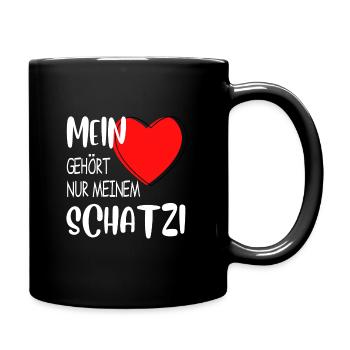Valentinstag Mein Herz gehört nur meinem Schatzi - Tasse einfarbig - Schwarz - Rechts