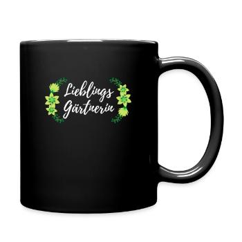 Persönliches Geschenk für die Lieblings Gärtnerin - Tasse einfarbig - Schwarz - Rechts