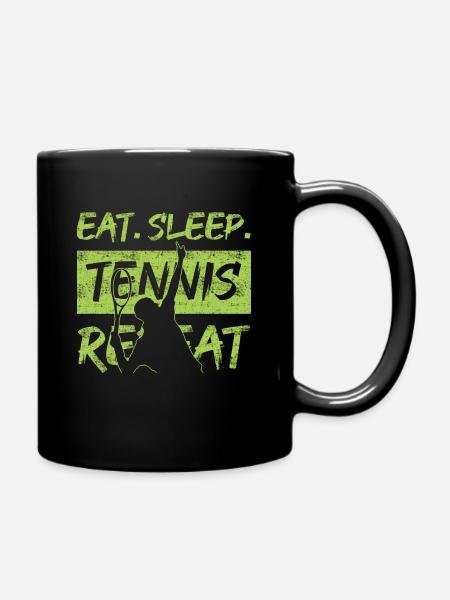 eat. sleep. tennis repeat - Full Colour Mug - black
