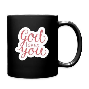 God Loves You Christian Religious Blessed - Mug uni - noir - Droite