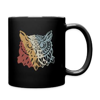 Eule Retro Style Vintage - Tasse einfarbig - Schwarz - Rechts